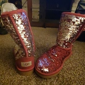 Red Sequin Never Worn Uggs